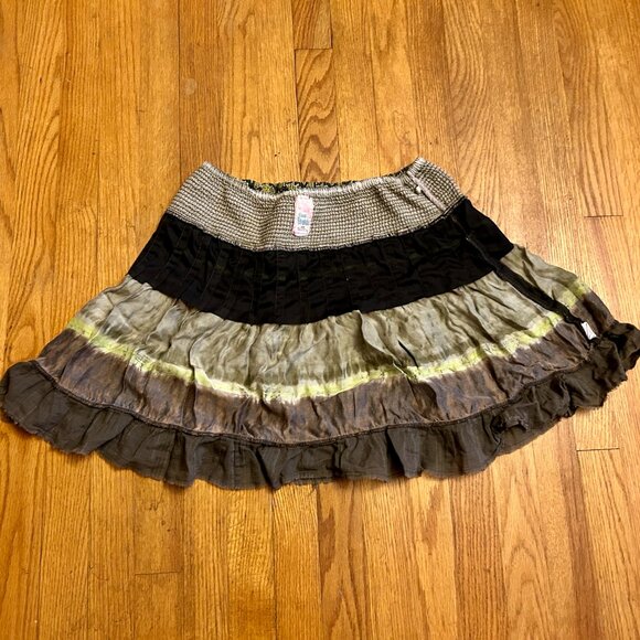 Free People Green Tie Dye Boho Peasant Skirt Medium. - Picture 7 of 8